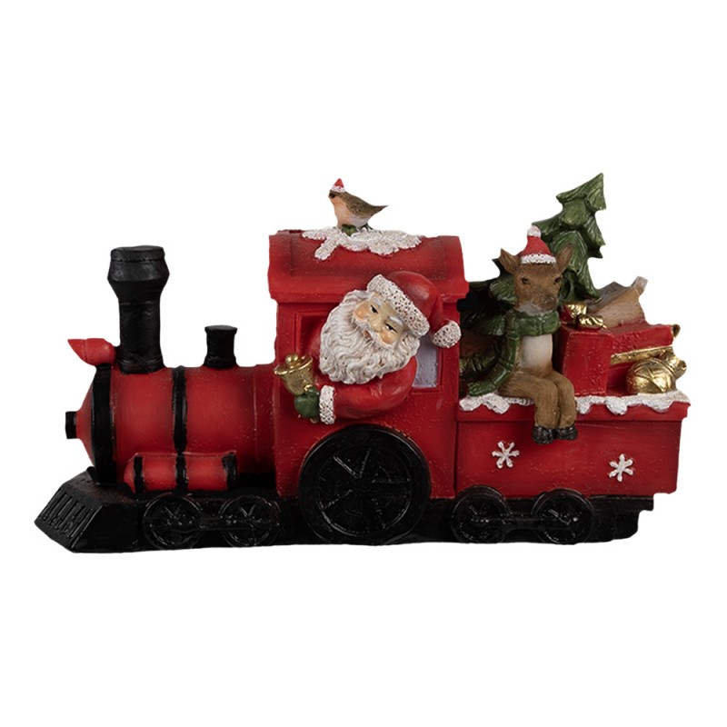 6PR4178 Décoration de Noël avec éclairage LED Père Noël 19x7x10 cm Rouge Plastique Train