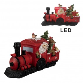 26PR4178 Décoration de Noël avec éclairage LED Père Noël 19x7x10 cm Rouge Plastique Train