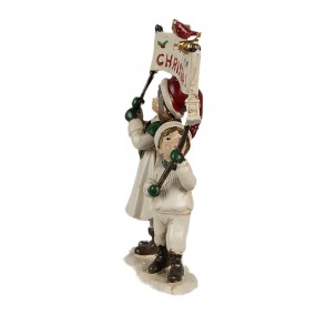 26PR4184 Figurine décorative Enfants 14x7x23 cm Blanc Rouge Plastique Décoration de Noël