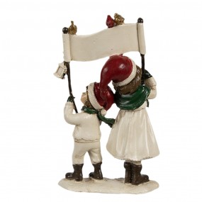 26PR4184 Decoratie Beeld Kinderen 14x7x23 cm Wit Rood Kunststof Kerstdecoratie