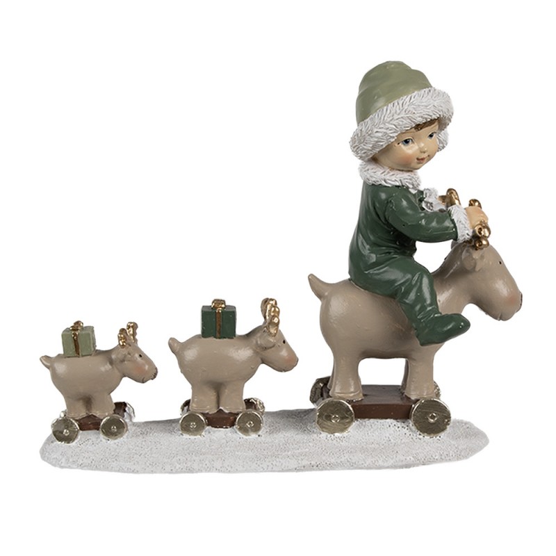 6PR4188 Dekorationsfigur Kind 17x8x14 cm Beige Grün Kunststoff Weihnachtsdekoration