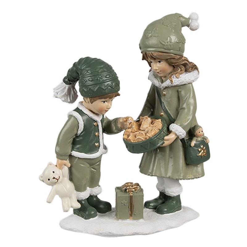 6PR4189 Decoratie Beeld Kinderen 10x5x13 cm Groen Kunststof Kerstdecoratie