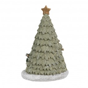 26PR4190 Decoratie Huis met LED Kerstboom 12x11x17 cm Groen Kunststof Muis Kerstdecoratie Beeld