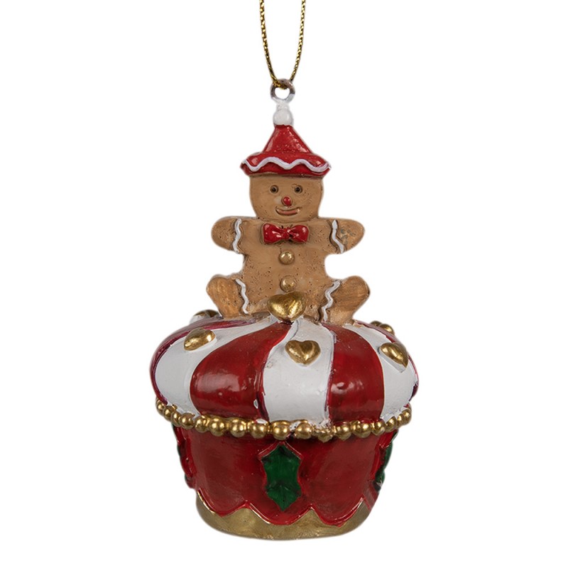 6PR4208 Ornamento Natalizio Uomo di pan di zenzero Ø 5x8 cm Rosso Plastica Decorazioni Albero Natale