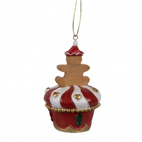 26PR4208 Ornamento Natalizio Uomo di pan di zenzero Ø 5x8 cm Rosso Plastica Decorazioni Albero Natale