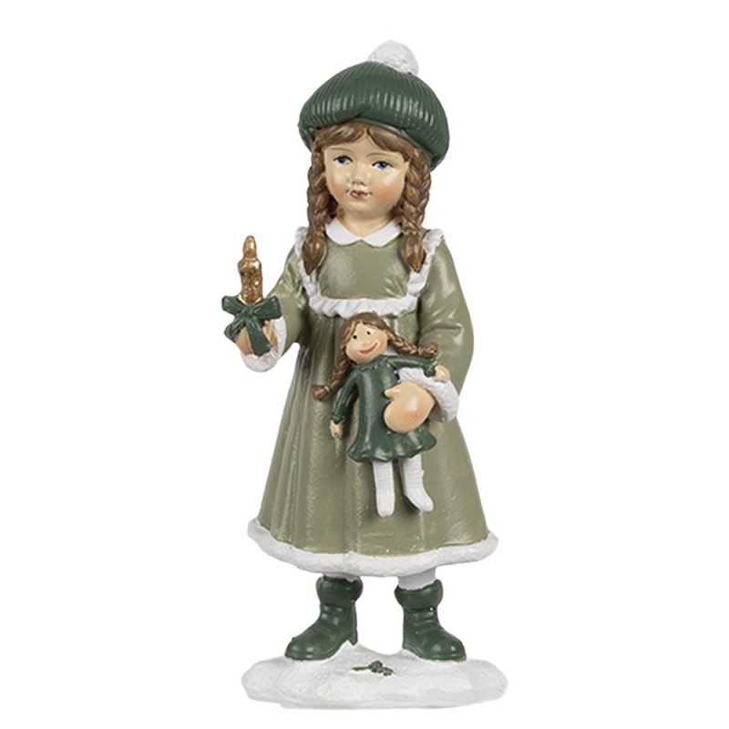 6PR4235 Decorative Figurine Girl 13 cm Green Plastic Christmas Decoration