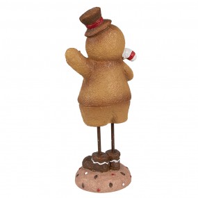 26PR4271 Kerstdecoratie Beeld Gingerbread man 10x8x23 cm Bruin Kunstleer Metaal