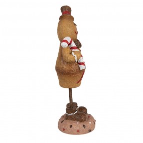 26PR4271 Kerstdecoratie Beeld Gingerbread man 10x8x23 cm Bruin Kunstleer Metaal