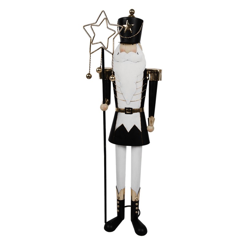 5Y1240 Christmas Decoration Figurine Nutcracker 30x23x103 cm Black White Iron