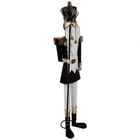 25Y1240 Statuetta decorativa di Natale Schiaccianoci 30x23x103 cm Nero Bianco  Ferro