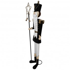 25Y1240 Statuetta decorativa di Natale Schiaccianoci 30x23x103 cm Nero Bianco  Ferro