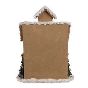 26PR4168 Lebkuchenhaus mit LED 15x10x18 cm Braun Kunststoff Bär Pfefferkuchenhaus