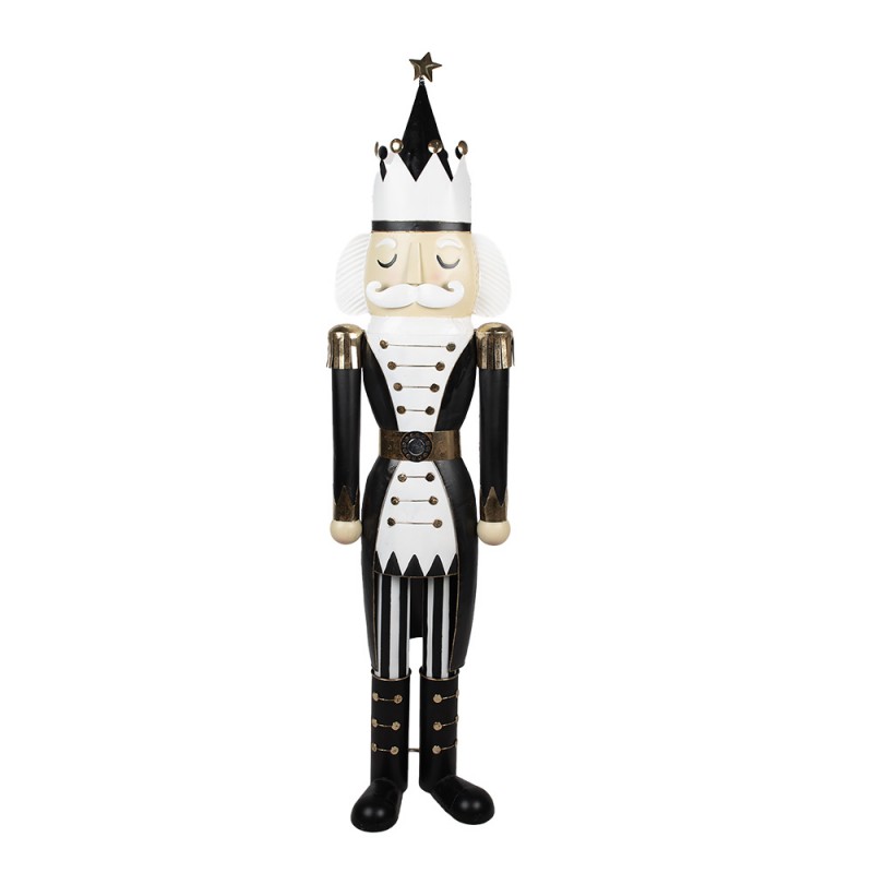 5Y1226 Statuetta decorativa di Natale Schiaccianoci 43x34x170 cm Nero Bianco  Ferro