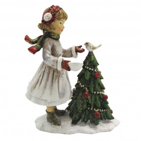 26PR2786 Figur Kind 9x5x12 cm Weiß Grün Polyresin Weihnachtsdekoration