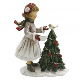 26PR2786 Figurine Enfant 9x5x12 cm Blanc Vert Polyrésine Décoration de Noël