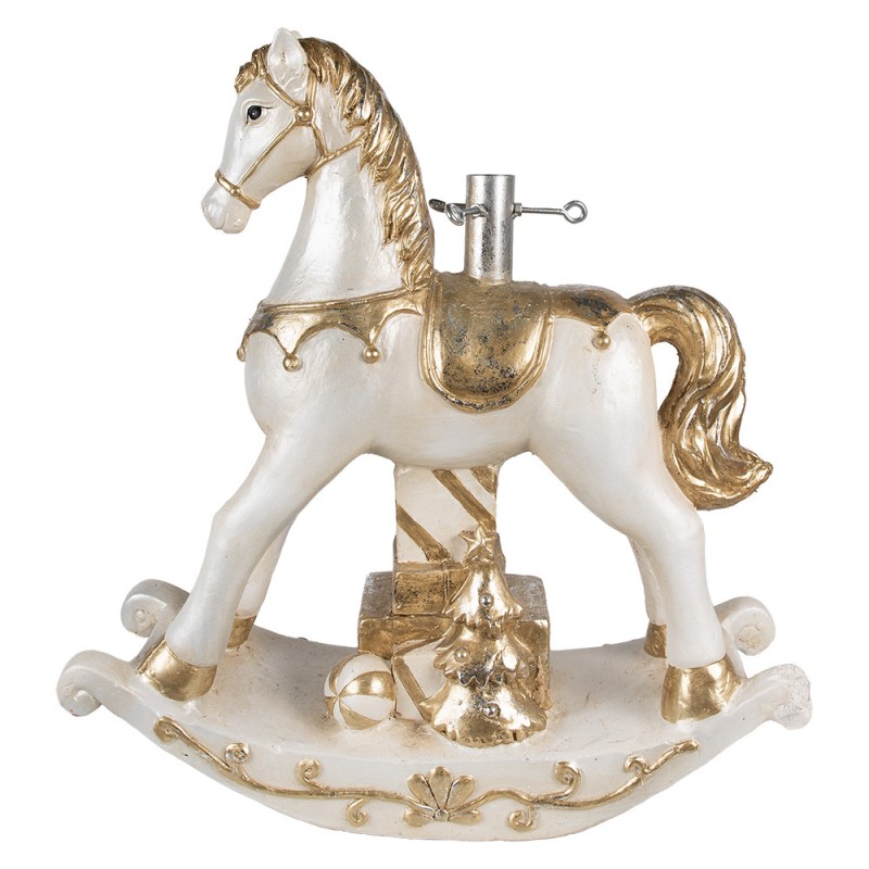 5MG0045 Pied de sapin de Noël Cheval à bascule 6x19x64 cm Beige Plastique