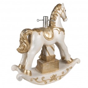 25MG0045 Pied de sapin de Noël Cheval à bascule 6x19x64 cm Beige Plastique