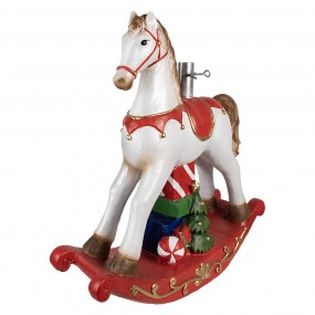 25MG0046 Pied de sapin de Noël Cheval à bascule 69x19x64 cm Blanc Rouge Plastique