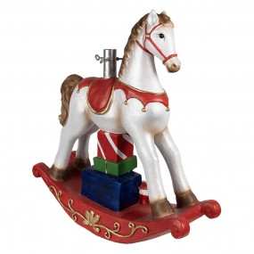 25MG0046 Christmas Tree Stand Rocking Horse 69x19x64 cm White Red Plastic