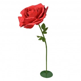 250779S Décoration Rose Ø 35x137 cm Rouge Plastique Métal Fleur artificielle