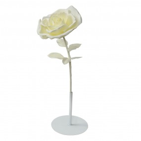 250781 Decorazione Rosa Ø 23x80 cm Bianco Plastica Metallo Fiore artificiale