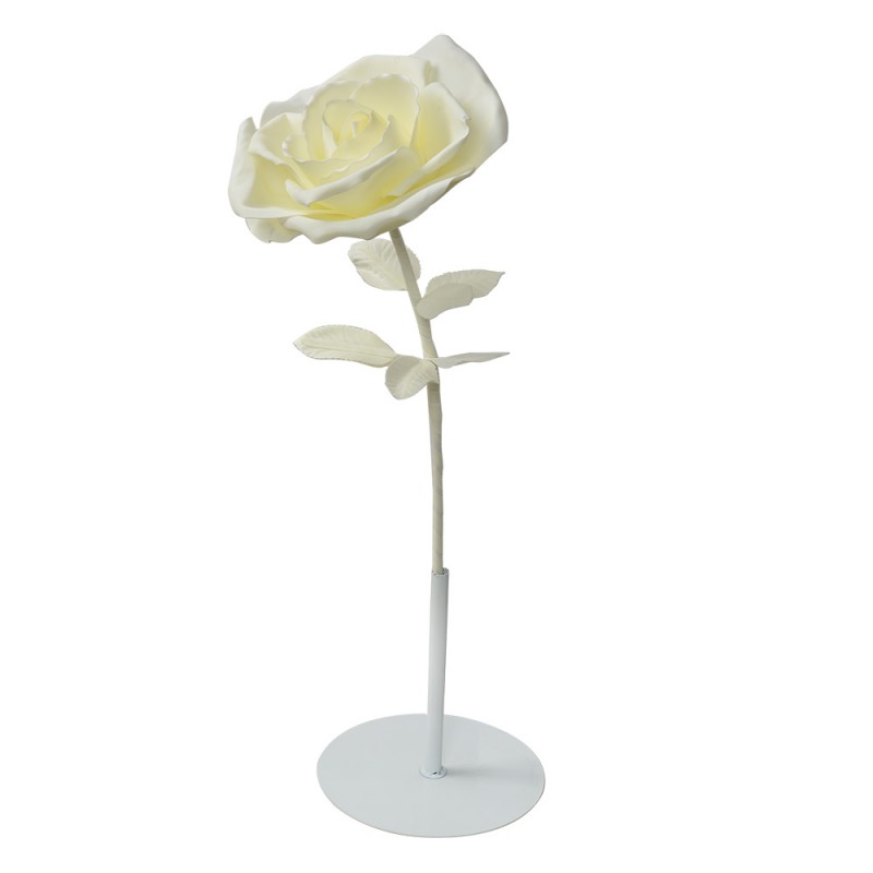 50781 Décoration Rose Ø 23x80 cm Blanc Plastique Métal Fleur artificielle