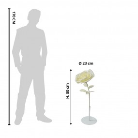 250781 Decoratie Roos Ø 23x80 cm Wit Kunststof Metaal Kunstbloem