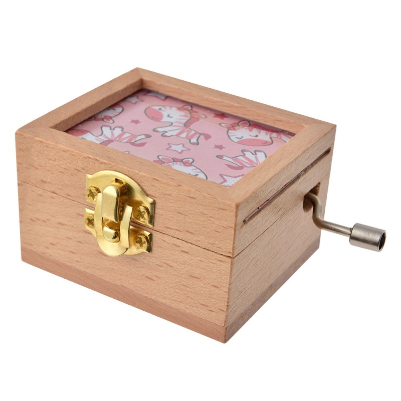 65653 Muziekdoos 9x6x4 cm Roze Hout