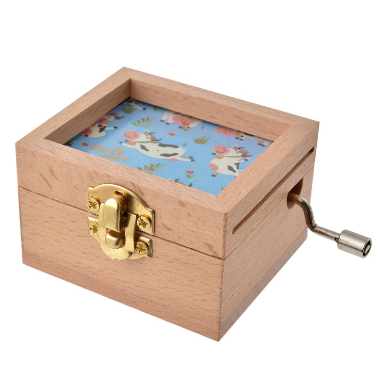 65654 Muziekdoos 9x6x4 cm Blauw Beige Hout