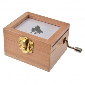 265657 Musikbox 9x6x4 cm Weiß Beige Holz