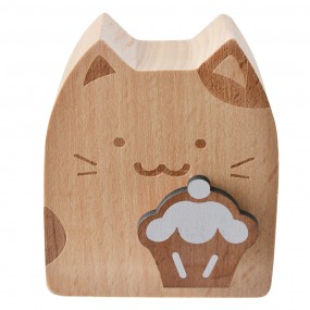 265662 Muziekdoos Kat 7x4x8 cm Bruin Hout