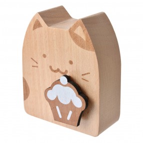 265662 Muziekdoos Kat 7x4x8 cm Bruin Hout