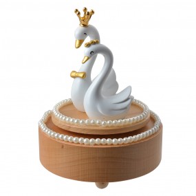 265668 Music box Swan Ø 11x15 cm Beige Wood