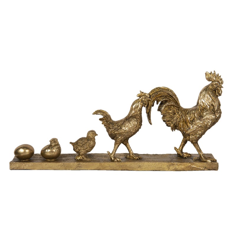 6PR2816 Figurine Rooster 59x10x27 cm Gold colored Polyresin Rooster Home Accessories