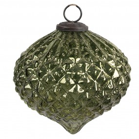 26GL4557L Boule de Noël Ø 15x15 cm Vert Verre Décorations d'arbre de Noël