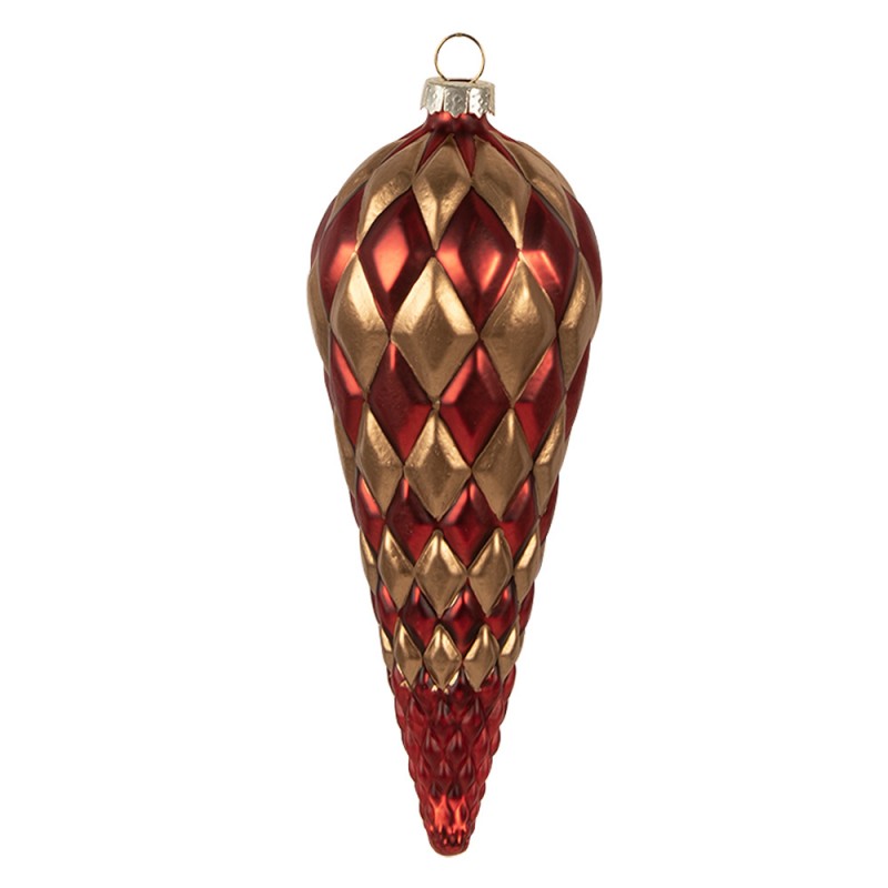 6GL4605 Christmas Bauble Ø 6x16 cm Red Gold colored Glass Christmas Tree Decorations