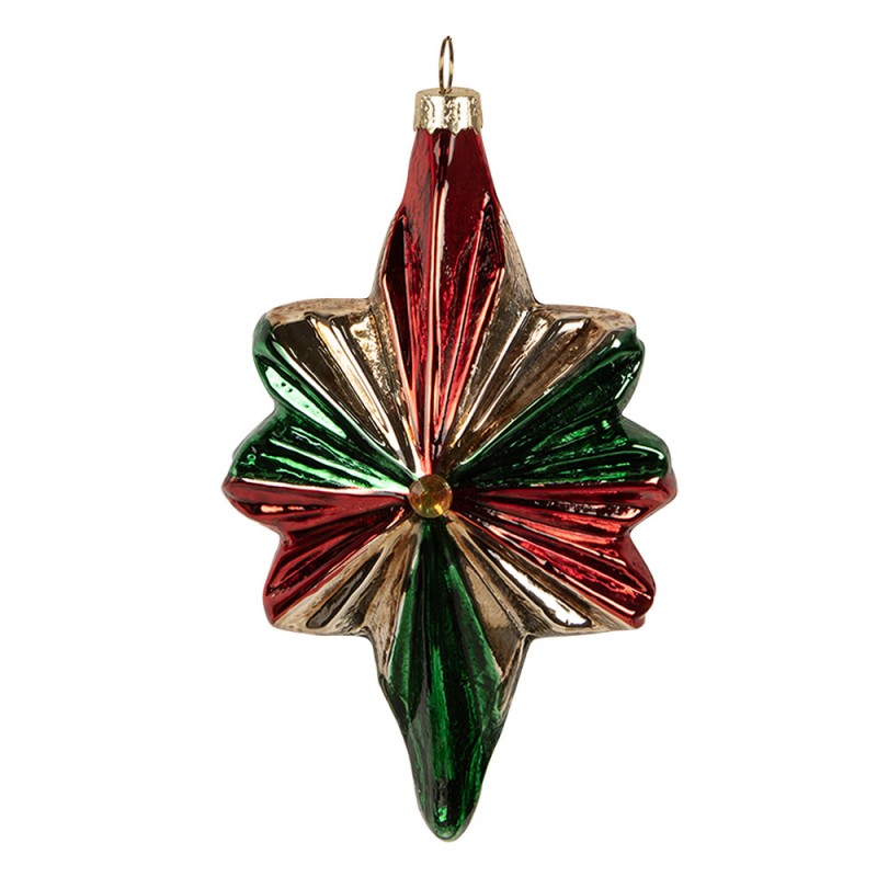 6GL4609 Christmas Bauble 9x4x14 cm Red Green Glass Christmas Tree Decorations