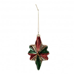 26GL4609 Boule de Noël 9x4x14 cm Rouge Vert Verre Décorations d'arbre de Noël