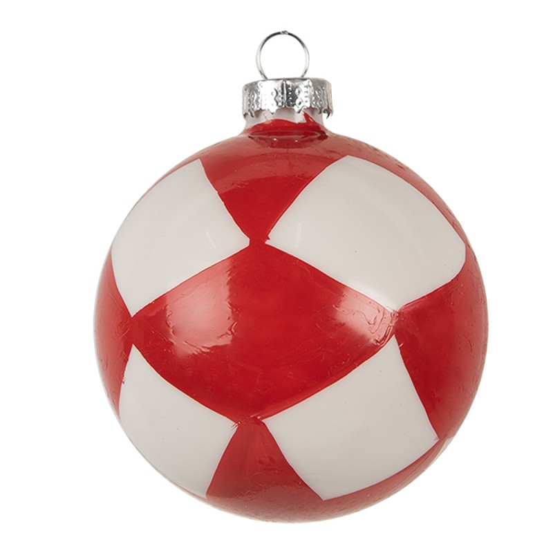 6GL4615 Christmas Bauble Ø 8x8 cm Red Pink Glass Christmas Tree Decorations