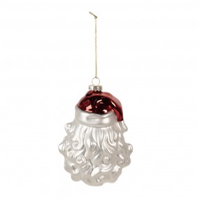 26GL4622 Ornamento Natalizio 9x7x13 cm Bianco Rosso  Vetro Decorazioni Albero Natale