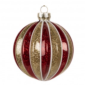 26GL4626 Boule de Noël Ø 8x8 cm Rouge Couleur or Verre Décorations d'arbre de Noël