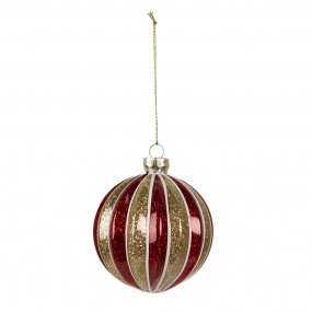 26GL4626 Christmas Bauble Ø 8x8 cm Red Gold colored Glass Christmas Tree Decorations