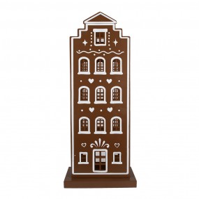 25Y1251 Gingerbread house met LED 31x16x75 cm Bruin IJzer Peperkoekhuisje