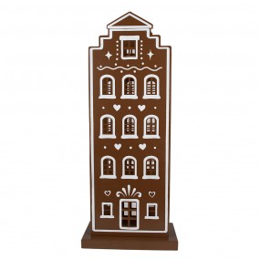 25Y1251 Gingerbread house met LED 31x16x75 cm Bruin IJzer Peperkoekhuisje