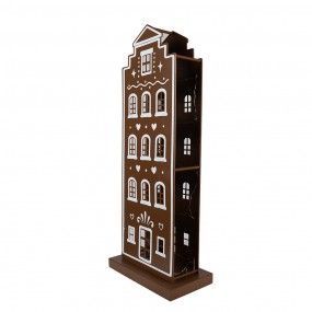 25Y1251 Gingerbread house met LED 31x16x75 cm Bruin IJzer Peperkoekhuisje