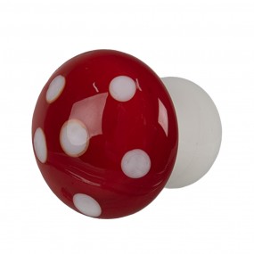 26GL4674 Decoratie Beeld Paddenstoel Ø 3x3 cm Rood Wit Glas