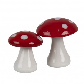 26GL4674 Figurine décorative Champignon Ø 3x3 cm Rouge Blanc Verre