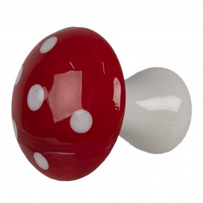 26GL4675 Decoratie Beeld Paddenstoel Ø 4x4 cm Rood Wit Glas