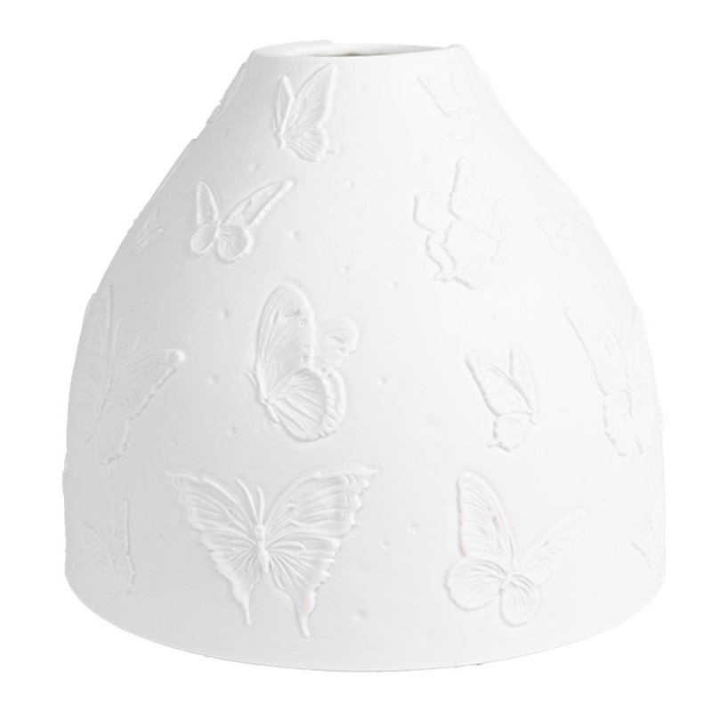 6LAK0546 Abat-jour Ø 15x12 cm Blanc Porcelaine Papillons