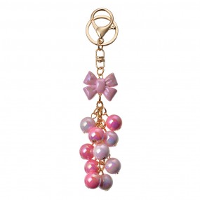 2JZKC0154 Keychain 9 cm Pink Metal Glass